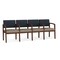 Lesro Lenox Wood 4 Seat Tandem Seating Wood Frame, Walnut, RS Night Sky Back, MD Farro Seat LW4103 - alternate 1